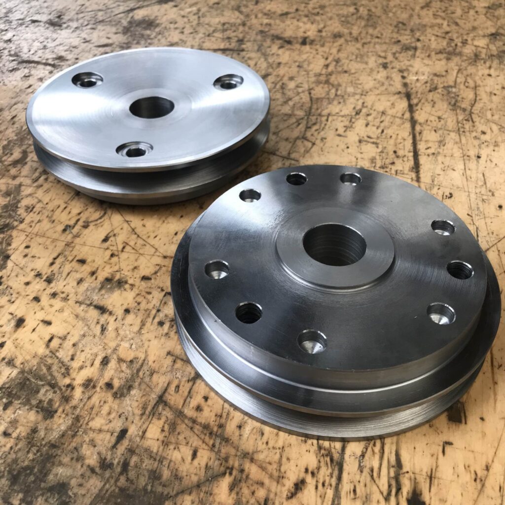 2 steel v-belt pulleys